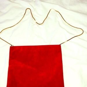 Reva Ultra Suede Vintage Clutch/Purse w Gold Strap